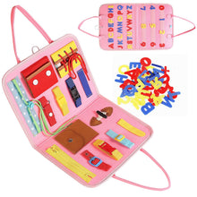 Carica l'immagine nel visualizzatore di Gallery, FORMIZON Giocattoli Educativio, Busy Board per Bambini, Giocattoli Montessori, Board attività per Bambini per L'Apprendimento delle Abilità di Vita, Sensoriali Giochi per Bambini 1-4 Anni (Pink)