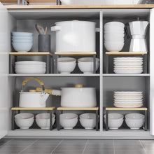 Carica l'immagine nel visualizzatore di Gallery, COVAODQ Set di 4 scaffali da cucina, organizer da cucina, per spezie, erbe, latta, in bambù e metallo, nero