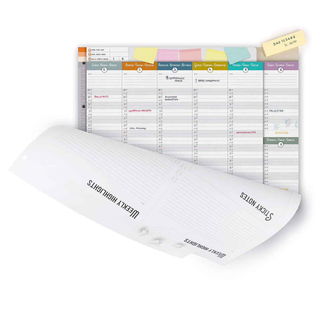 IMUMI Planner settimanale da tavolo - fori per archiviazione in raccoglitore... - Ilgrandebazar
