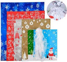 Carica l'immagine nel visualizzatore di Gallery, 30 sacchetti regalo di Natale, sacchetti regalo in stagnola, 6 diversi motivi, sacchetti regalo di Natale con 30 nastri per regali di Natale