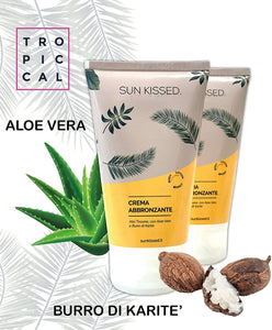 SUN KISSED. Crema abbronzante alla Tirosina | Con Aloe Vera e Burro di Karité | Abbronzatura omogenea e duratura | 150 ml