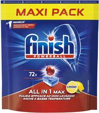 Carica l&#39;immagine nel visualizzatore di Gallery, Finish, 72 Pastiglie Per Lavastoviglie, All In One Max, Limone