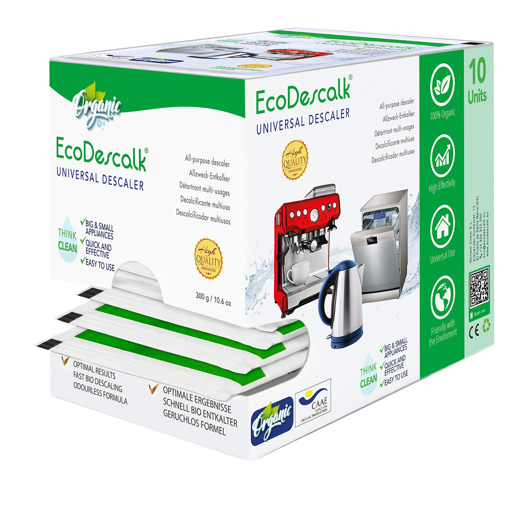 EcoDescalk Universal Biologico in Polvere, 10 1 Pack x 10 Sacchetti - Ilgrandebazar