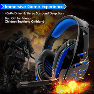 Beexcellent GM-3, Cuffie Gaming Super Confortevole con Microfono e Stereo Blu - Ilgrandebazar
