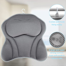 Carica l&#39;immagine nel visualizzatore di Gallery, Amzeeniu Cuscino da Bagno,Cuscino per Vasca da Bagno 4D Air Mesh con 6 Ventose,Cuscini Poggiatesta da Vasca per Vasca da Bagno Cuscino,Home Spa per Collo della Vasca E Supporto per La Schiena Grigio