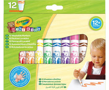 Carica l'immagine nel visualizzatore di Gallery, Crayola Mini Kids, Pennarelli Super Lavabili, 12 Pezzi, Punta Arrotondata di Sicurezza, Età 12 Mesi, Colori Assortiti, 8325 12 Pezzi Single