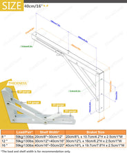 Carica l&#39;immagine nel visualizzatore di Gallery, Mechwares pieghevole staffa per ripiani tabelle lungo rilascio 40cm, White - Ilgrandebazar