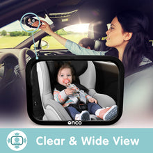 Carica l'immagine nel visualizzatore di Gallery, Onco Specchietto retrovisore bambini - 100% infrangibile - Guida in sicurezza e monitora il tuo Bambino - Accessorio auto per i neogenitori - Vincitore del MadeForMums Awards black