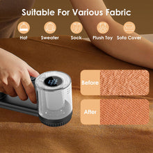 Carica l&#39;immagine nel visualizzatore di Gallery, Dreamhigh® Electric Lint Shaver, 2 in 1 Togli Pelucchi Elettrico con Spazzola per Pelucchi, Ricaricabile Leva Pelucchi Elettronico con Display LED, 3 Velocità Testa a 6 Lame (Nero)