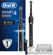 Carica l&#39;immagine nel visualizzatore di Gallery, Oral-B Smart 4 4000N Spazzolino Elettrico Ricaricabile, 1 Spazzolino Nero Connesso con Bluetooth, 2 Testine di Ricambio, Idea Regalo Natale