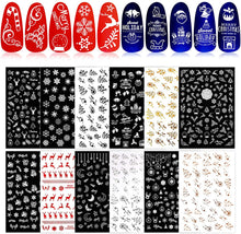 Carica l&#39;immagine nel visualizzatore di Gallery, FLOFIA 12 Fogli Adesivi per Unghie Natalizi Nail Stickers Autoadesivi Unghie Natale Natalizio Decalcomanie Decorazione Unghie Nail Art Adesivi Unghie Natale Fai da Te