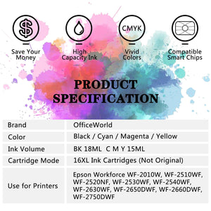 OfficeWorld 16XL Compatibili Cartucce 9 Nero, 3 Cyan, 3 Magenta, 3 Giallo - Ilgrandebazar