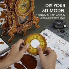 Carica l'immagine nel visualizzatore di Gallery, CubicFun Puzzle 3D Orologio a Pendolo Kit Modello Retro Orologio da Scrivania Fai-da-Te Kit di Costruzione Decorazioni Casa Unica Regalo Rompicapo per Bambini e Adulti, 128 Pezzi
