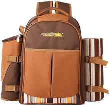 Carica l&#39;immagine nel visualizzatore di Gallery, Apollowalker, zaino da picnic, borsa termica con posate, coperta e altri accessori, per 4 persone