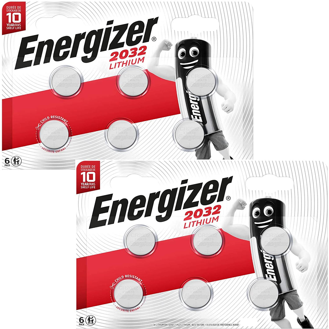 12 x Energizer CR2032 Coin litio 3 V Battery Batterie for Watches Torce Keys
