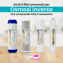 Carica l'immagine nel visualizzatore di Gallery, Confezione da 4 filtri universali per osmosi inversa domestica e membrana Vontron 75GPD - Filtri acqua per apparecchiature ad osmosi inversa a 5 stadi - Include connettori - Nature Water Professionals