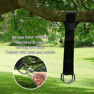Kit Altalena albero appeso impermeabile(2 pezzi), cinghie 150 x 4.5 cm, Nero - Ilgrandebazar
