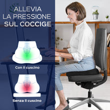 Carica l'immagine nel visualizzatore di Gallery, Bonmedico Cuscino Antidecubito - Cuscino Ortopedico Posturale per Casa, Ufficio e Auto - Rialzo per Sedia Ergonomico in Memory Foam - Supporto Lombar