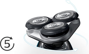 Philips AquaTouch S5420/06 Rasoio Elettrico AquaTec Wet & Dry con Lame MultiPrecision,Testina Flex 5 Direzioni e Sistema di Protezione della Pelle + Rifinitore Precisione, Impermeabile, Batteria, Blu