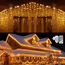 Carica l&#39;immagine nel visualizzatore di Gallery, Qedertek 432 LED Cascata Luci da Esterno, 10M Tenda Luminosa Bianco Caldo, Luci Nataliazie da Esterno con Telecomando, Tenda led con 8 modalità, Luci Decorazione Natale per Feste, Finestra, Blacone