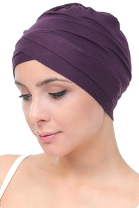 Deresina Cuffia in Cotone con Fascia Frontale Modello W per chemio (Cinnamon) - Ilgrandebazar