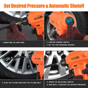 mfavour Compressore Aria Portatile Auto Mini Pompa Elettrica arancione - Ilgrandebazar