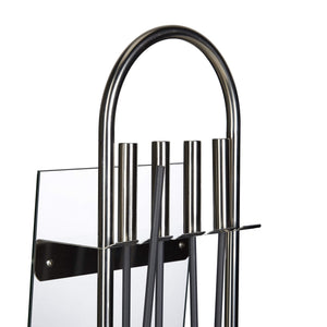 Relaxdays 10022294 Accessori Camino, Set 5 Pezzi, Porta Attrezzi, Argento