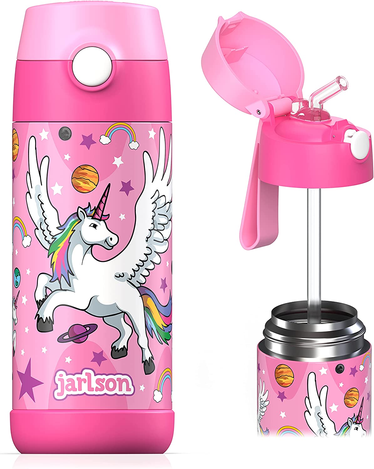 Borraccia Per Bambini Autsel 420ml - Acciaio Inox, Senza BPA, Con Cannuccia, Per Scuola