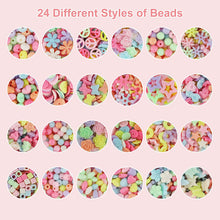 Carica l'immagine nel visualizzatore di Gallery, Herefun Perline Colorate Kit, Perline e Creazione di Gioielli Set di Perline Fai da Te Braccialetti Necklace Fai da Te Set, Perline Arte dei Bambini con Scatola Fare Perline per Ragazze