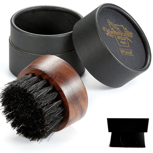 BFWood Spazzola da Barba rotonda piccola di setole naturali S, Nero - Ilgrandebazar