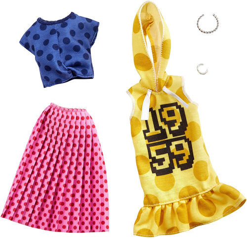 Barbie- Fashionista Bambola con 2 Outfit Pois Giocattolo per Bambini 3+ Anni, GHX60