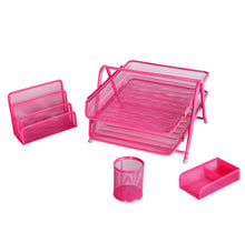 Carica l&#39;immagine nel visualizzatore di Gallery, Exerz Premium Mesh Ufficio Set di 4 PZ - Ripiano Portalettere, Rosa - Ilgrandebazar
