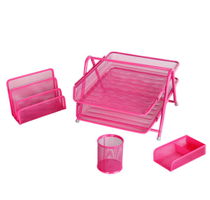 Exerz Premium Mesh Ufficio Set di 4 PZ - Ripiano Portalettere, Rosa - Ilgrandebazar