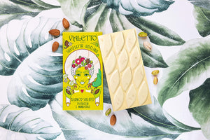 VIALETTO Adelina | Cioccolato Bianco Salato con Pistacchi e Mandorle| Tavoletta da 90 grammi