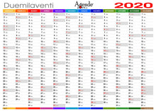 Carica l'immagine nel visualizzatore di Gallery, Planning da tavolo 21x30 SPIRALATO 2020 cornici a colori (55 fogli 90 2020