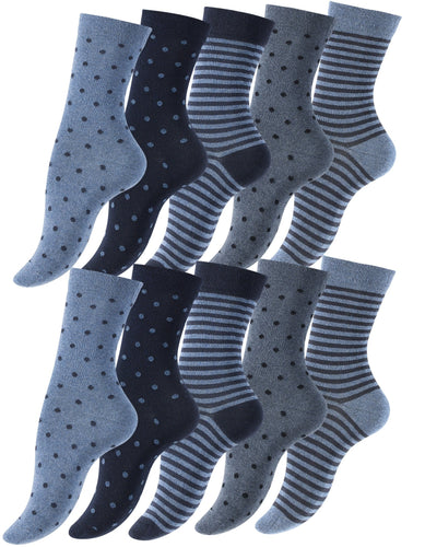10 paia di calzini per donna delle ragazze dotted e rigato - Ilgrandebazar