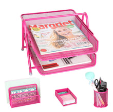 Carica l'immagine nel visualizzatore di Gallery, Exerz Premium Mesh Ufficio Set di 4 PZ - Ripiano Portalettere, Rosa - Ilgrandebazar