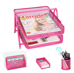 Exerz Premium Mesh Ufficio Set di 4 PZ - Ripiano Portalettere, Rosa - Ilgrandebazar
