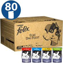 Carica l'immagine nel visualizzatore di Gallery, Purina Felix Le Ghiottonerie Umido Gatto con Manzo, Pollo, Merluzzo e Tonno, 80 Buste da 100 g Ciascuna