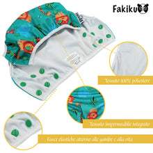 Carica l&#39;immagine nel visualizzatore di Gallery, Fakiku Costume Contenitivo Neonato Pannolino Costumino Mare Piscina Bimbi Lavabile Riutilizzabile 0-36 Impermeabili Set Cover Bambini