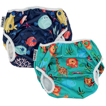 Carica l&#39;immagine nel visualizzatore di Gallery, Fakiku Costume Contenitivo Neonato Pannolino Costumino Mare Piscina Bimbi Lavabile Riutilizzabile 0-36 Impermeabili Set Cover Bambini