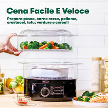 Carica l'immagine nel visualizzatore di Gallery, BELLA Vaporiera a Due Livelli con Contenitori Impilabili e Base Staccabile per Una Cottura Rapida e Simultanea, Capacità 7 L, Nero, Vaporiera a Due Livelli