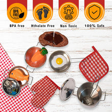 Carica l&#39;immagine nel visualizzatore di Gallery, JoyKip Cucina Giochi di finzione Accessori con pentole in Acciaio Inossidabile Set di pentole e padelle - Giocattolo in Miniatura per Ragazze dai 3 Anni in su