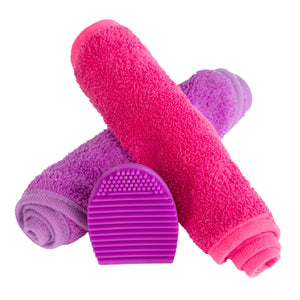 Panno Struccante Viso Microfibra (Doppio Pacco), Rimuovi Purple And Pink - Ilgrandebazar
