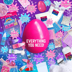GirlZone Regali per Ragazza Uova Unicorno Sorpresa di Slime per Bambini Tutto per fabbricare la Tua Melma - Kit Slime Fluffy Uovo Sorpresa - Fabbrica Slime luccicante con Il Uovo Unicorn per Bambina