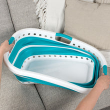 Carica l'immagine nel visualizzatore di Gallery, Beldray LA072979TQEU Cestello per bucato, curvo e sagomato per adattarsi al corpo, cestello pieghevole, manici ergonomici a 2 vie antiscivolo, 37 litri, cesta pieghevole bucato, turchese