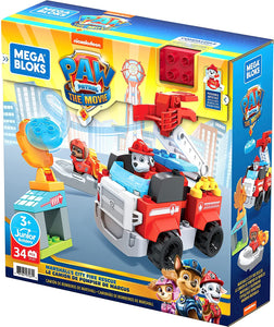 Mega Bloks - PAW Patrol Camion dei Pompieri di Marshall con Lanciatore, Luci, Scaletta Mobile e Scafo di Salvataggio, 33 Mini Blocchi da Costruzione, Giocattolo per Bambini 3+Anni, GYJ01