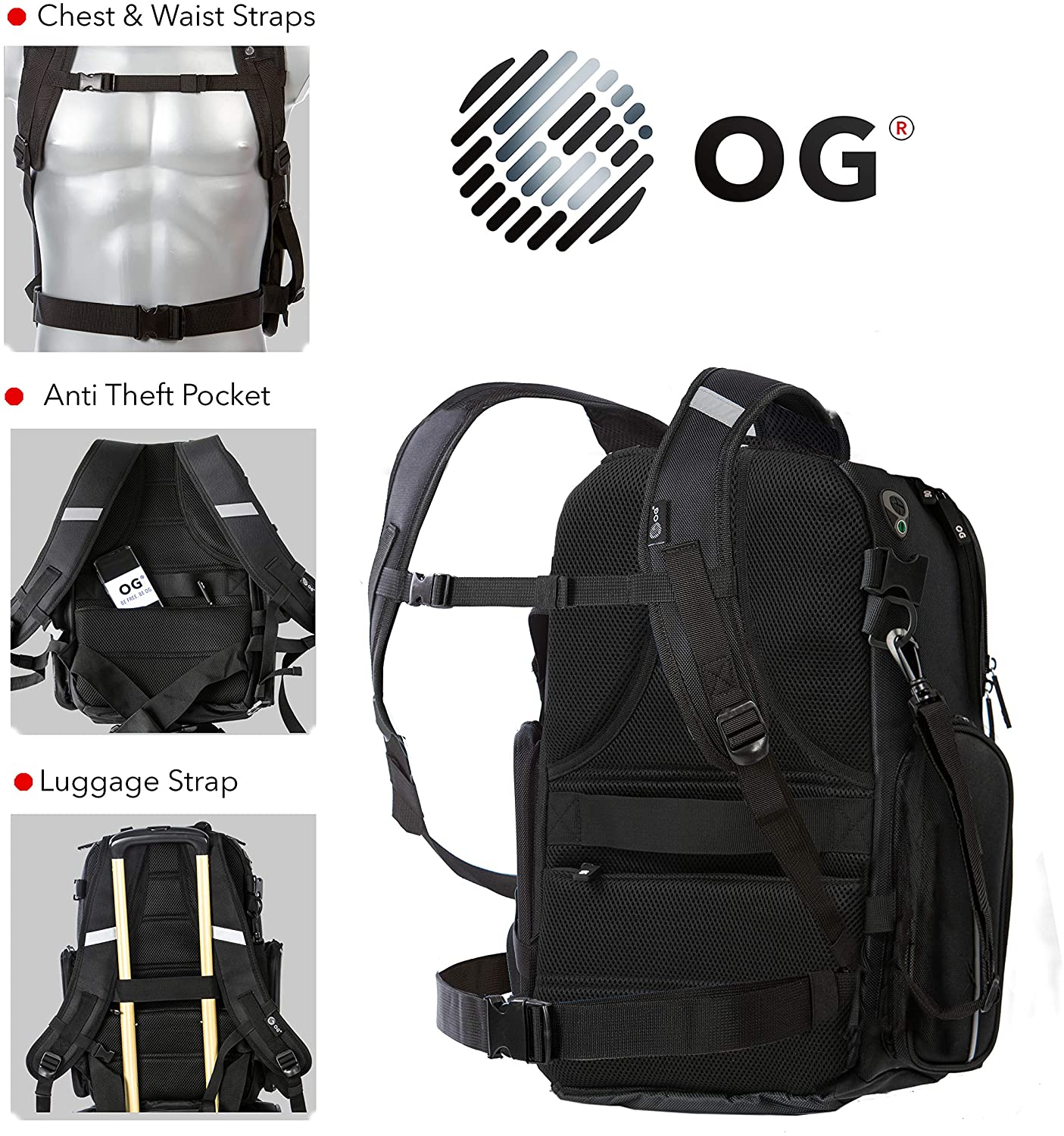 Zaino Moto OG Original Impermeabile 20L - Porta Due Caschi, Rifrangente, Anti-furto