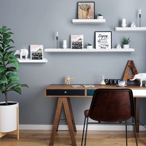 SONGMICS Mensole a Muro di Legno per Cornici e Libri, Ripiani 110 cm, Bianco - Ilgrandebazar