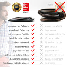 Carica l&#39;immagine nel visualizzatore di Gallery, Portafoglio Uomo Piccolo Sottile - Mini Porta Carte Credito Pelle con... - Ilgrandebazar